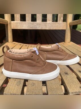 TOMS Kids Brown Canvas Slip-On Sneakers with White Soles